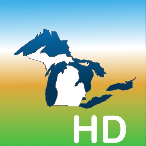 Aqua Map Michigan MI Lakes and Great Lakes HD
