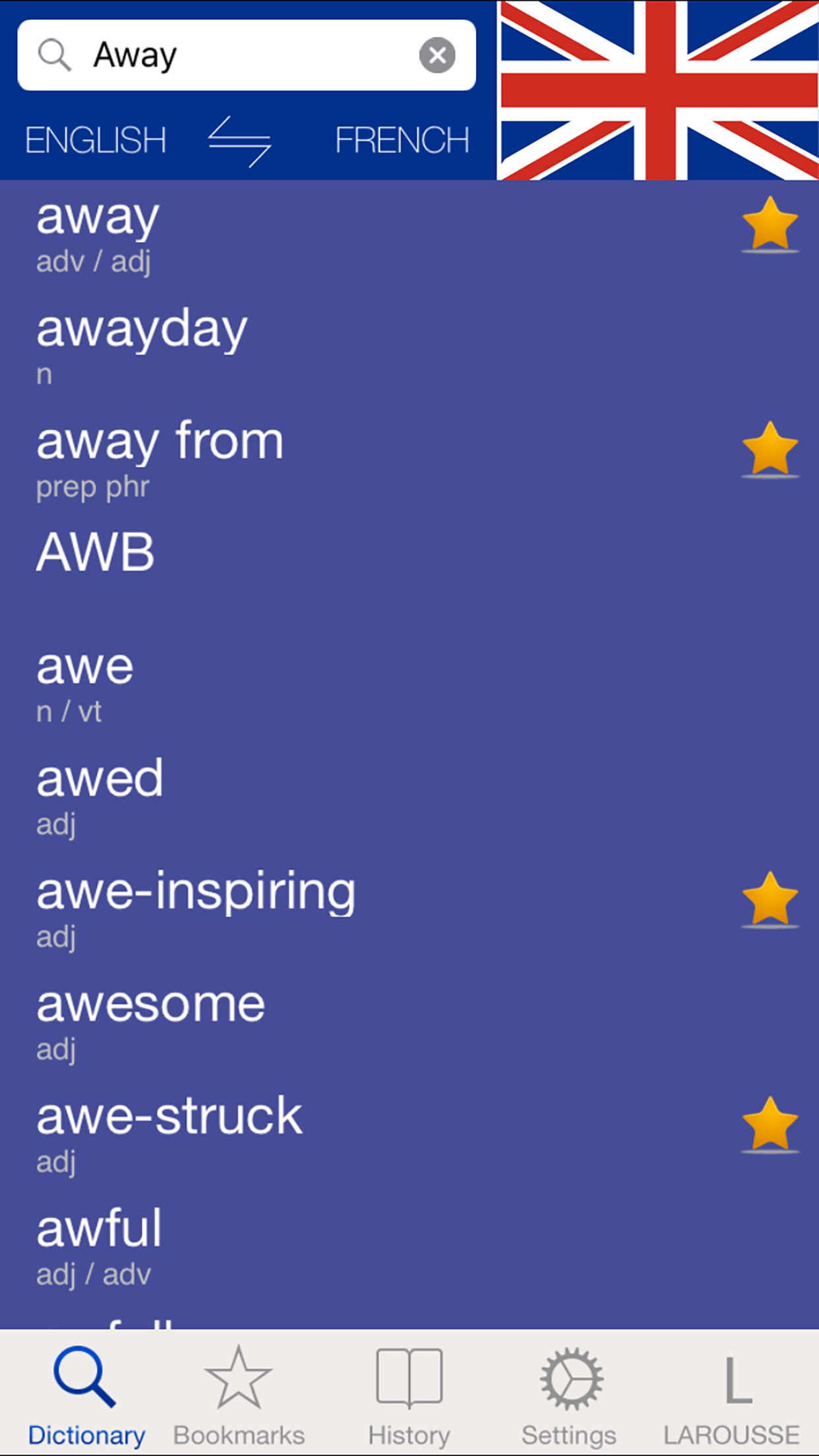 Screenshot 1 of French-English Unabridged dictionary