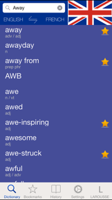 French-English Unabridged dictionary screenshot