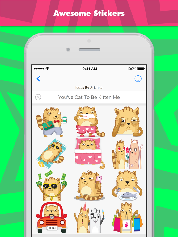 You've Cat To Be Kitten Me stickers for iMessage iPad screenshot 2 - Stickers app