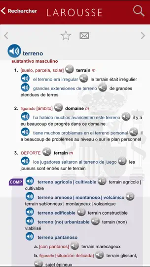 Capture d'écran de Grand Dictionnaire Espagnol/Français Larousse sur iPhone 2