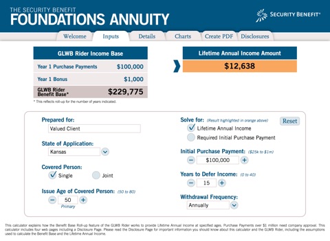 Foundations Income Calculator screenshot 2