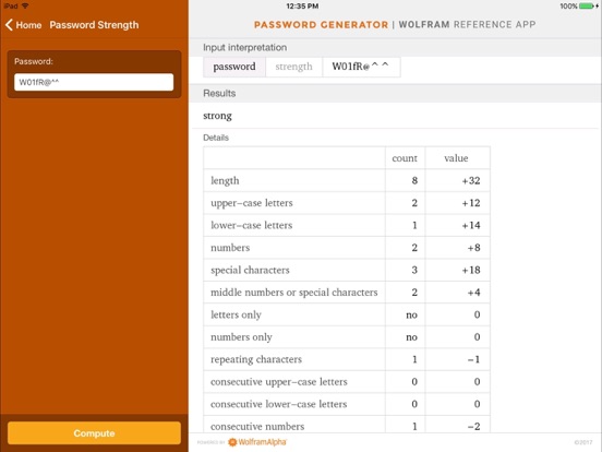 Screenshot #6 pour Wolfram Password Generator Reference App