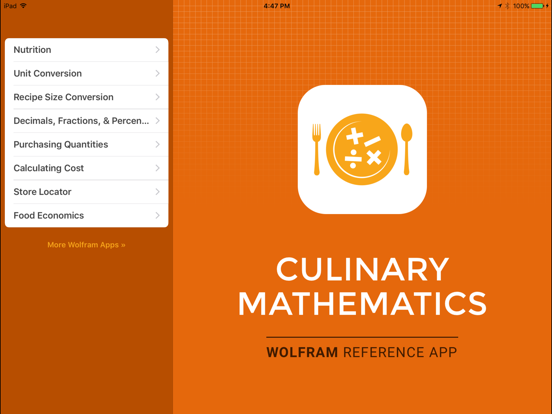 Screenshot #4 pour Wolfram Culinary Mathematics Reference App