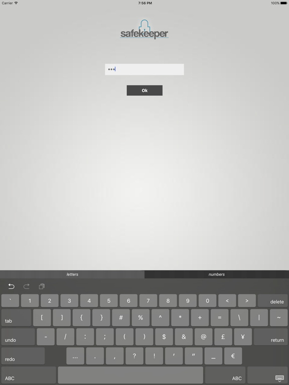 Safekeeper iPad screenshot 1 - Productivity app