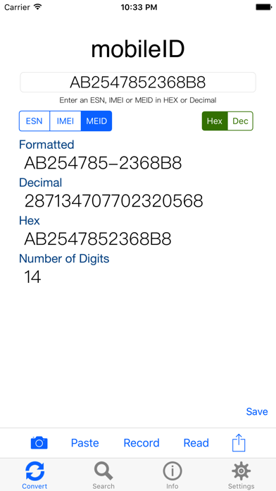mobileID info Screenshot