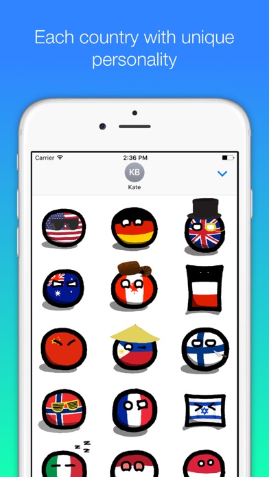 Countryball stickers for iMessage Screenshot 3 - AppWisp.com