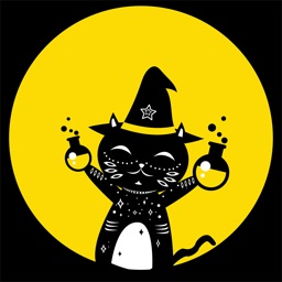 Animated Black Cat Witch Stickers Pack