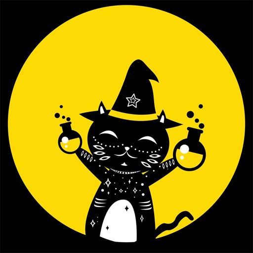 Animated Black Cat Witch Stickers Pack icon