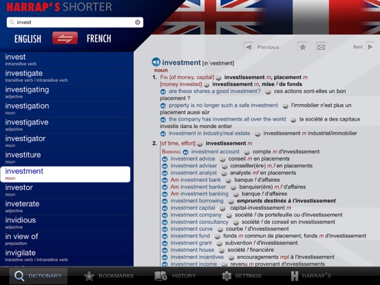 Harrap's Shorter dictionary iPad screenshot 1 - Reference app