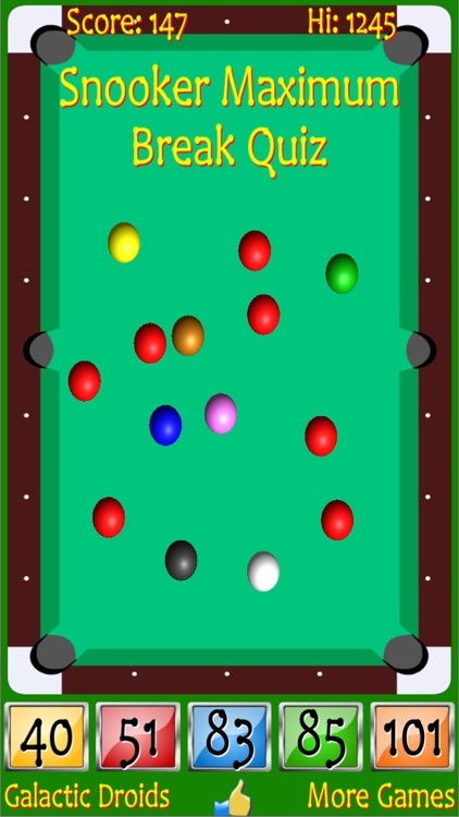 Snooker Maximum Break Quiz