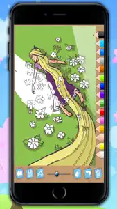 Paint Rapunzel coloring princesses fingerprinting screenshot #2 for iPhone