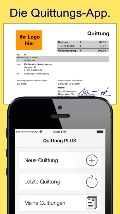 Quittung PLUS - Der Quittungsblock.