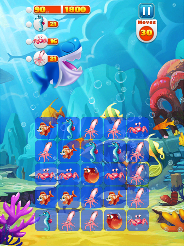 Shark And Underwater Fish Aquarium Match 3