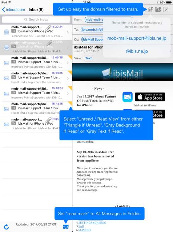 ibisMail for iPad - Filtering Mail