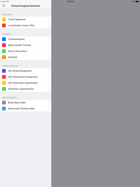 Clinical Imaging Calculator iPad screenshot 5 - Medical app