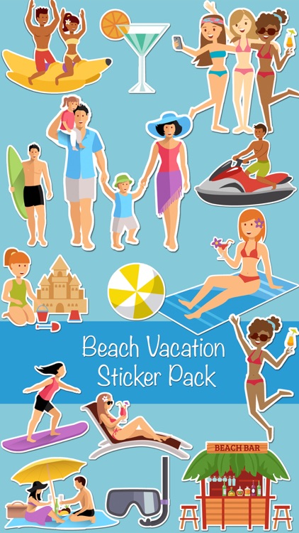 Beach Vacation Summer Fun & Friends Sticker Pack