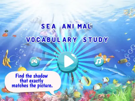 Ocean Animal Vocabulary Learning Puzzle Game