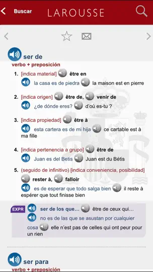 Captura de pantalla de Gran Diccionario Francés-español Larousse en iPhone 4