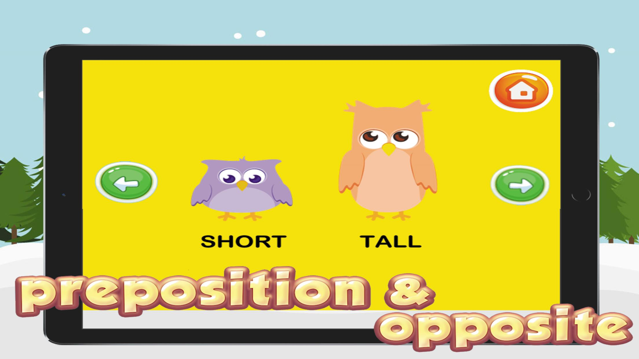 Preposition & Opposite Words Vocabulary For Kids