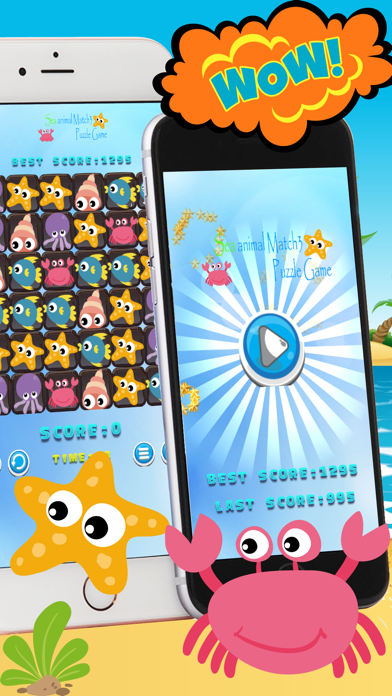 Screenshot #1 pour Sea animaux Match 3 Puzzle Game For Kids