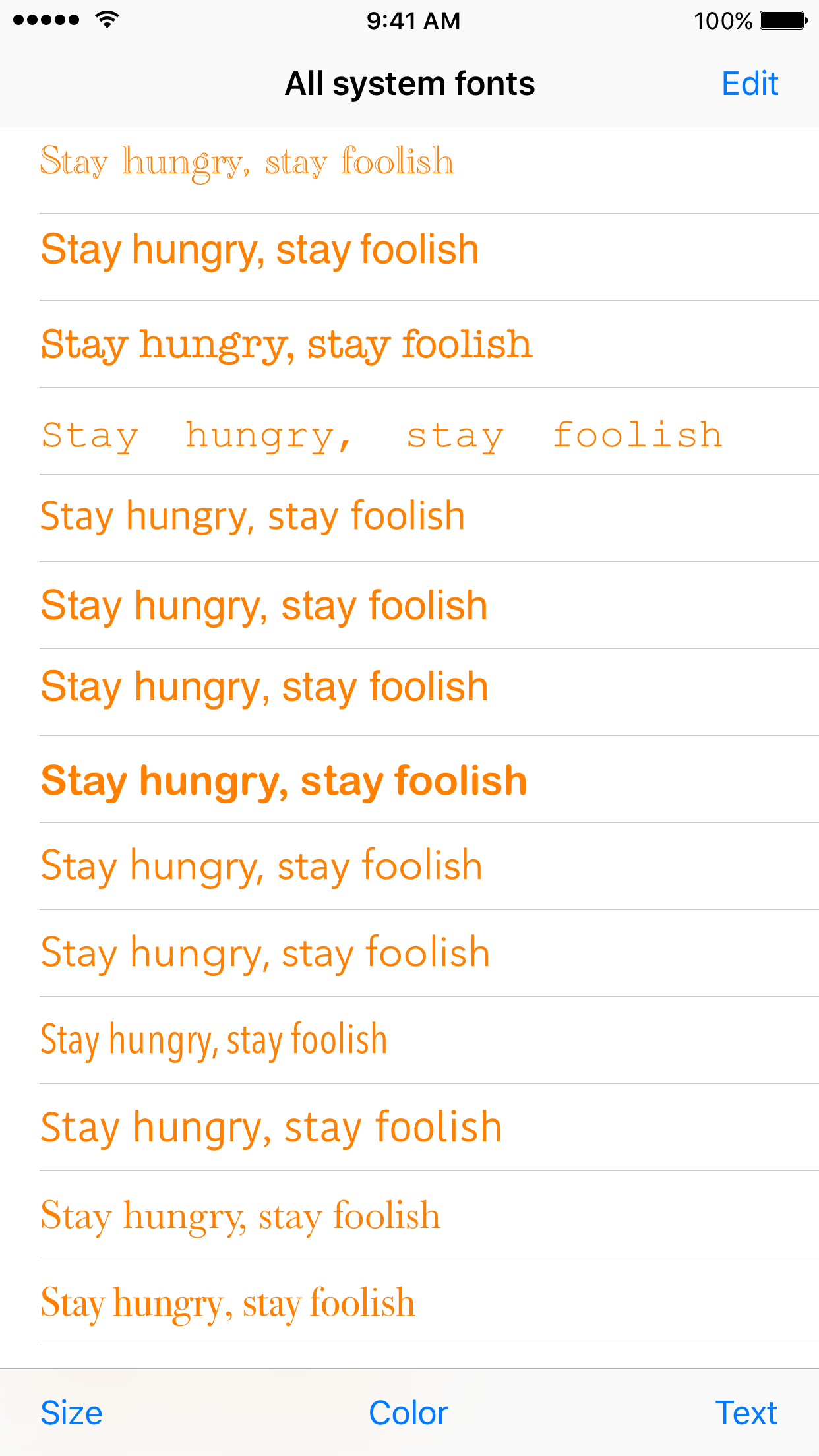 UIFont screenshot 2