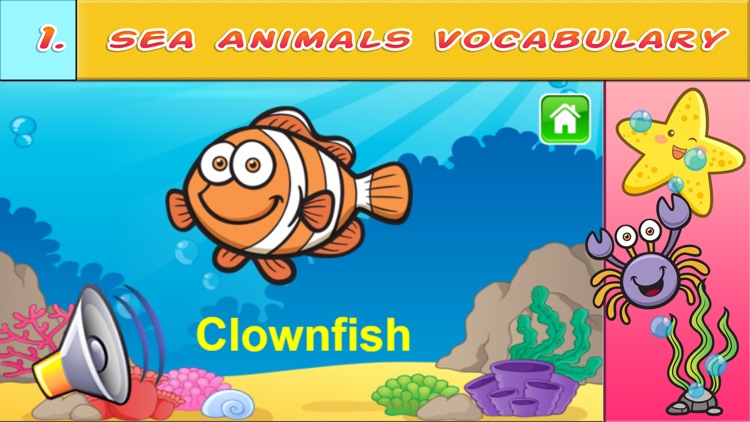 Learn English Vocabulary Sea Animal Coloring Pages