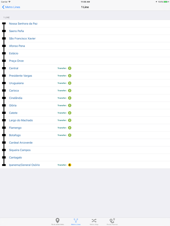 Rio de Janeiro Metro iPad screenshot