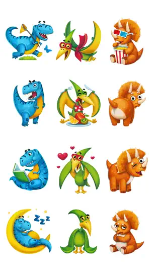 Скриншот Дино трио. Стикеры IMessage на iPhone 2