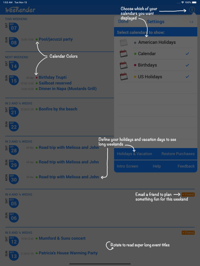 Weekender - Weekend Calendar
