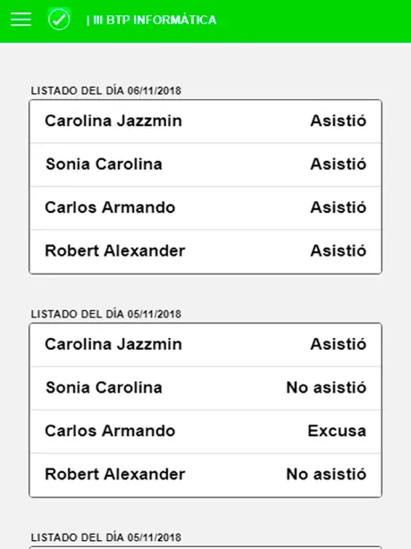 Lista de Asistencia