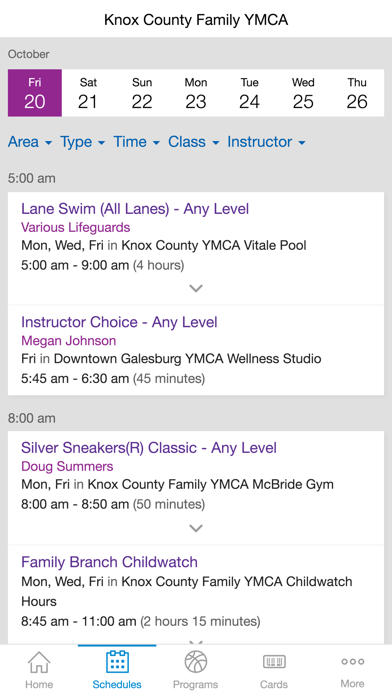 Knox County YMCA iPhone screenshot