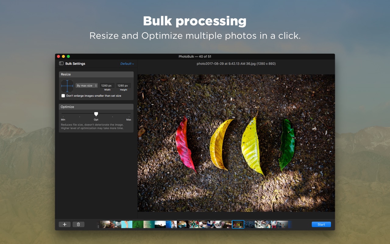 Screenshot do app PhotoBulk: watermark in batch