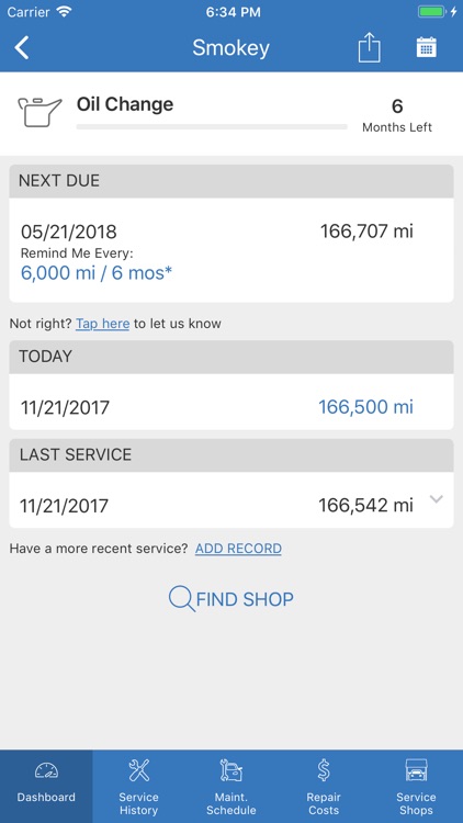 myCARFAX - Car Maintenance
