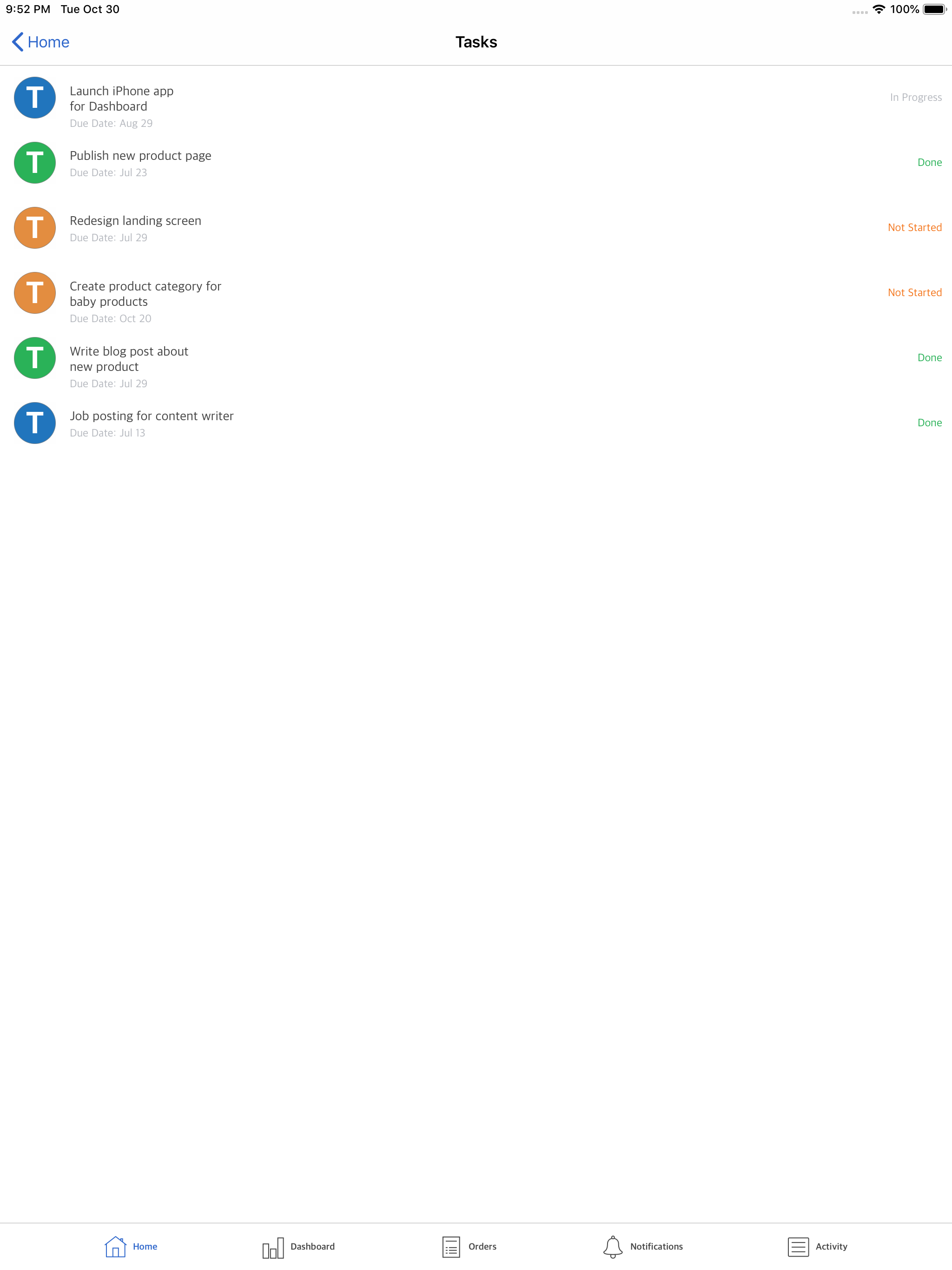 Dashboard - Instamobile