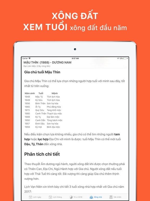 Lịch Vạn Niên 2018 iPad screenshot 4 - Utilities app