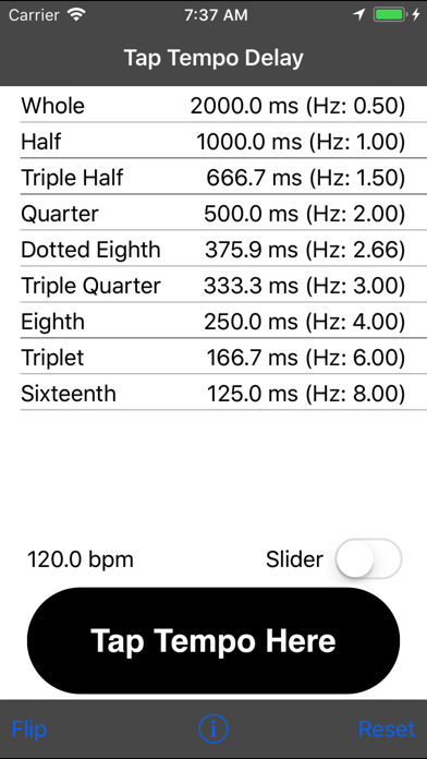 Screenshot #3 pour Tap Delay & Tempo Calculator