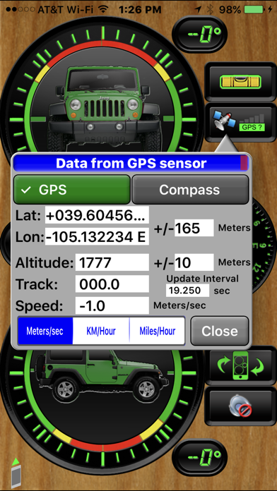 Vehicle Clinometer Screenshot