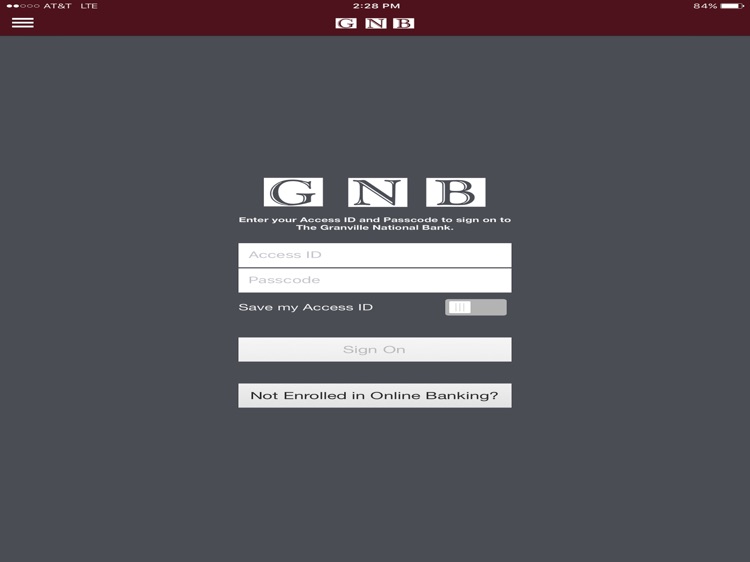 Granville National Bank Tablet