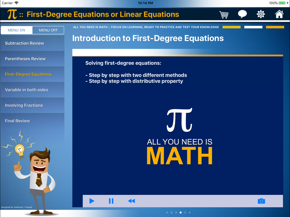 #4. First Degree Equation : ax+b=c (iOS) 게시자: Paulo Narra