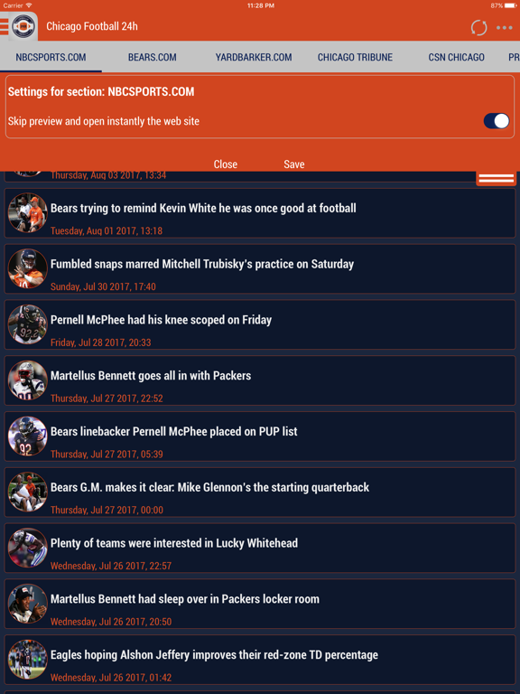 Screenshot #5 pour 24h News for Chicago Bears
