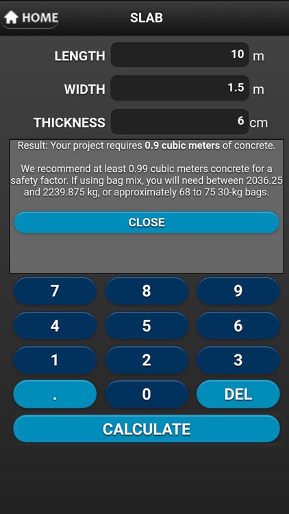 Metric Concrete Calculator