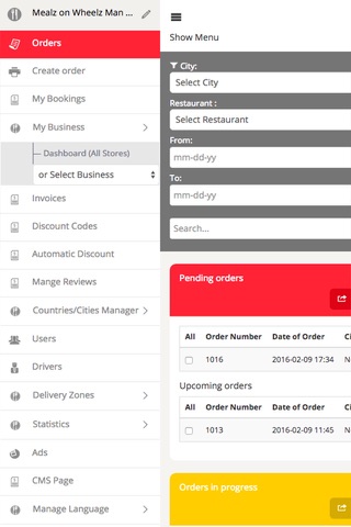 MealzOnWheelz UK admin screenshot 3