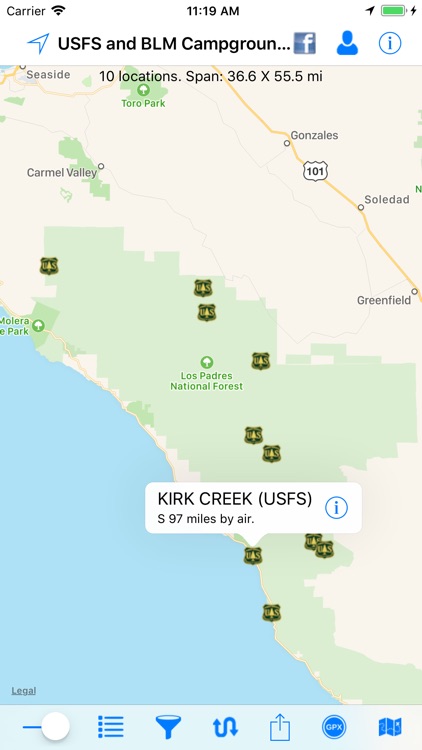 USFS and BLM Campgrounds