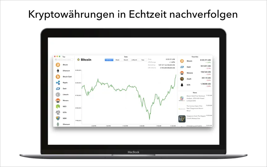 Screenshot von Kryptowährung Kurse auf dem iPhone 1