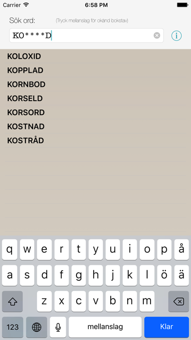 Svenska Ord Screenshot