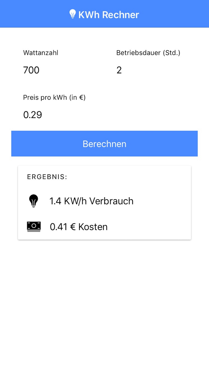 KWh Rechner - Stromrechner