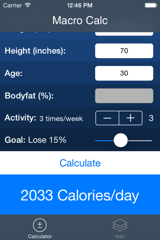 IIFYM Macro/Calorie Calculator screenshot 2