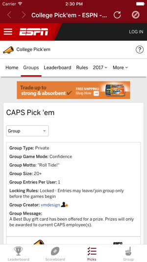 CAPS College Football Pick 'em(圖4)-速報App