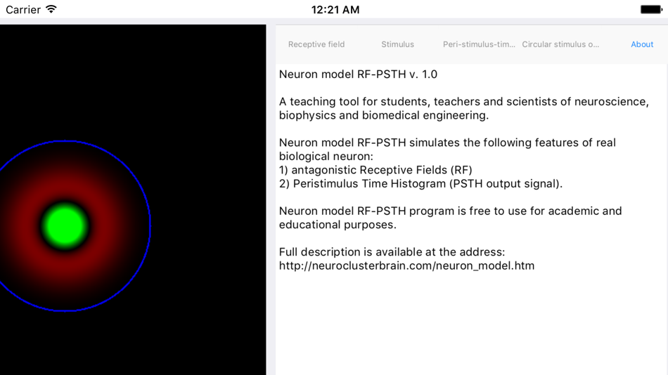 #4. Neuron model RF-PSTH (iOS) By: Mantas Puociauskas